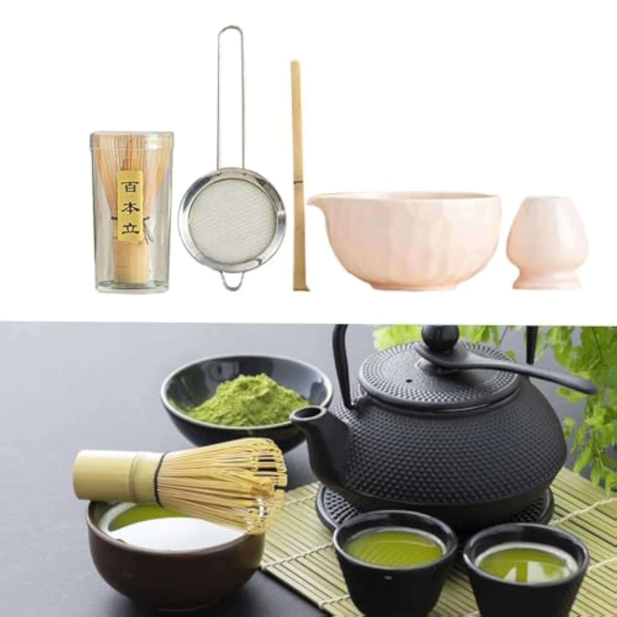 5X Matcha Set, Bamboo Spoon Sifter Handcrafted Portable Whisk